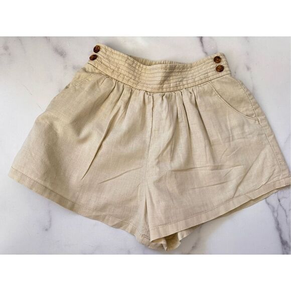Janie & Jack girls size 6 year red high waisted linen shorts cotton khaki vintag - Picture 1 of 5